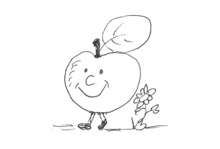 Apfel, Blume, Cartoon